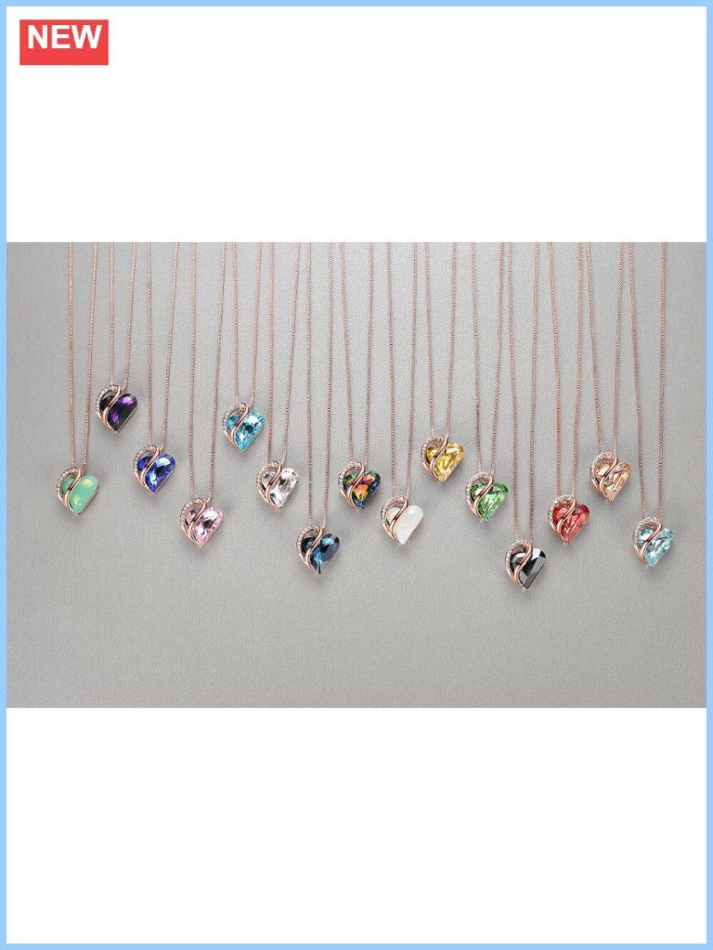 18K Rose Gold Plated Heart Pendant Necklace Crystal Gift for Mom - Picture 6 of 6